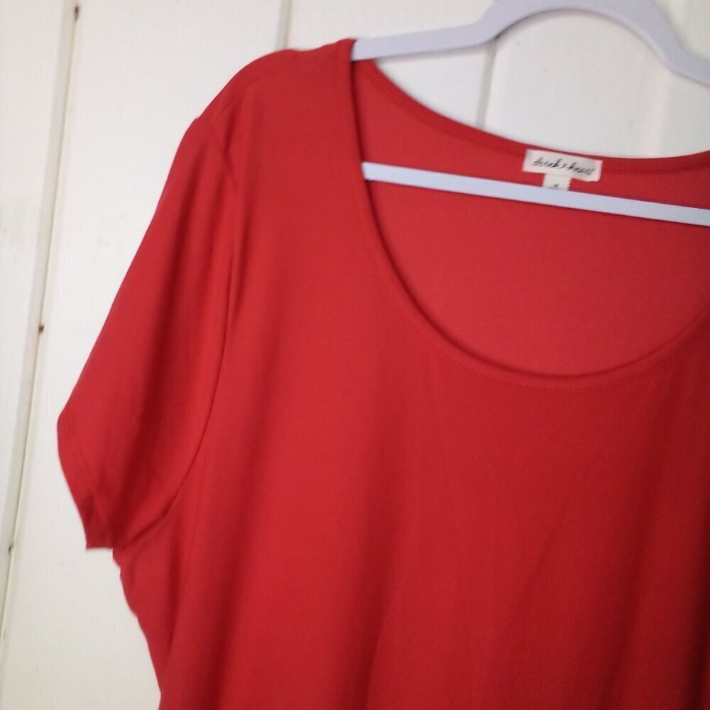 Derek Heart Dress Women 3X Short Sleeve Soft Stretch Red - Picture 4 of 15